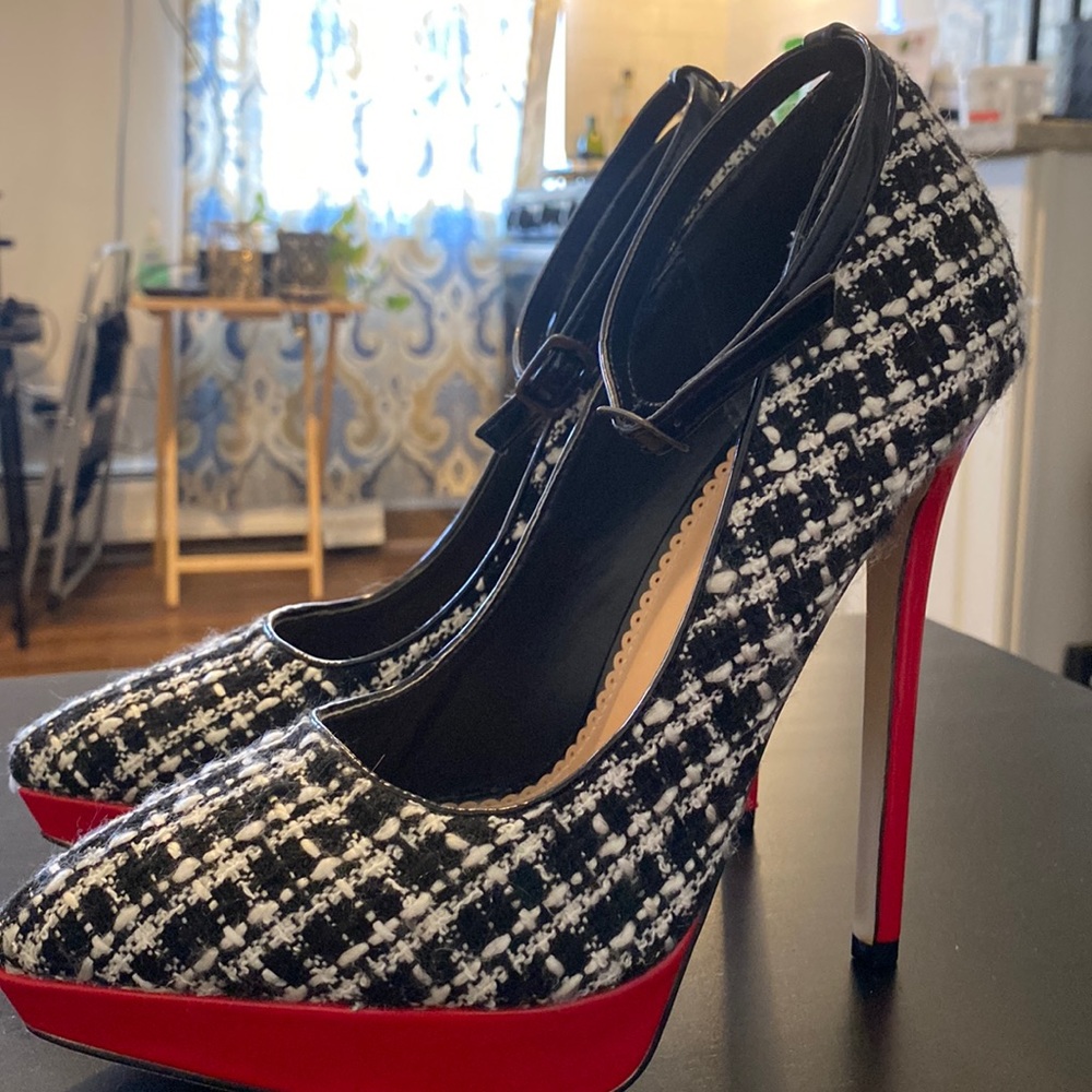 Hot Red Plaid High Heels - new!